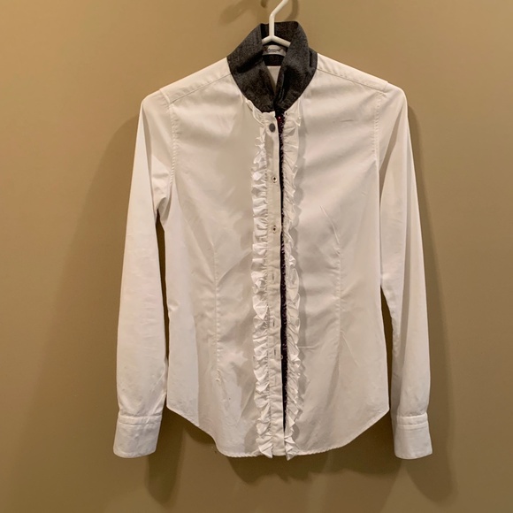 VINTAGE - RARE FIND:  WHITE PETRUCCIOLI COTTON  BUTTON UP  SHIRT - SIZE SMALL - Picture 1 of 13